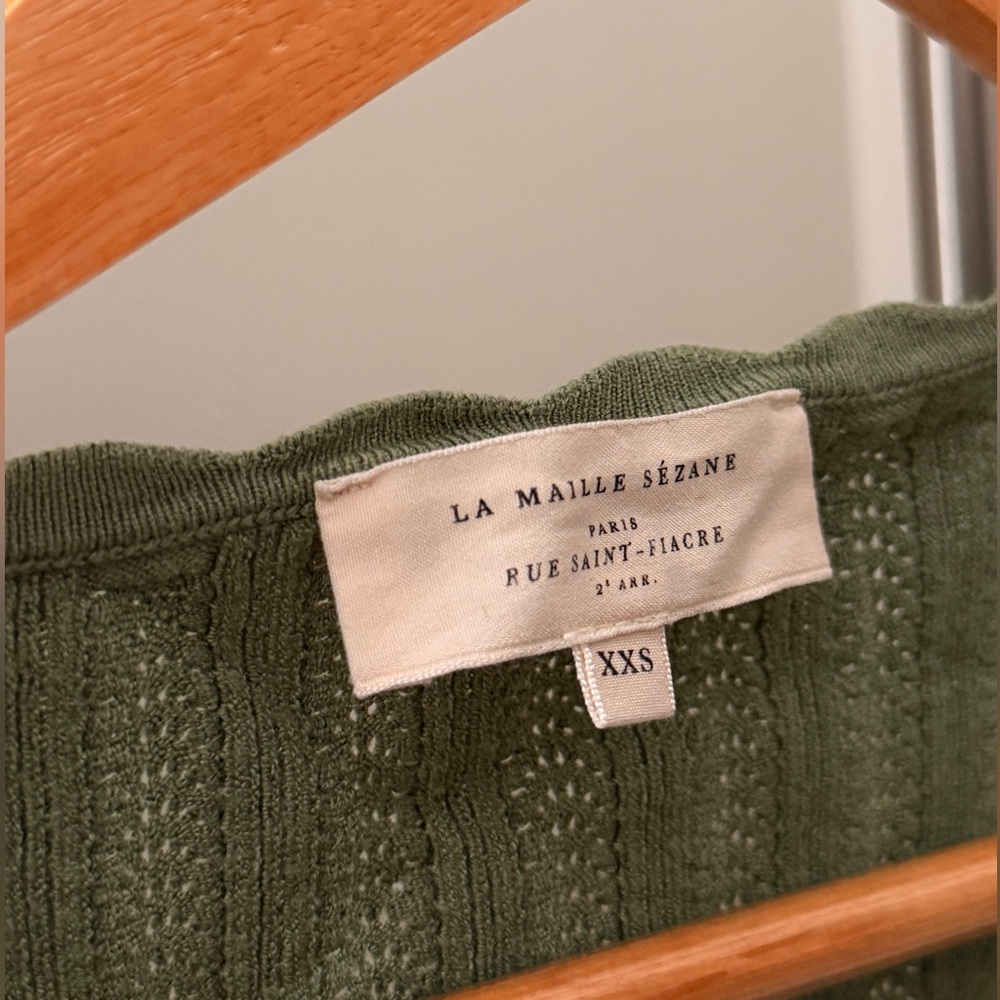 Sezane Green Ribbed Sweater Cardigan - Picture 4 of 5